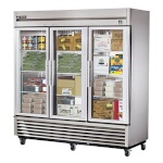 True TS-72FG-HC~FGD01 - Freezer, three-section, -10°F, (3) glass doors, stainless steel front/sides